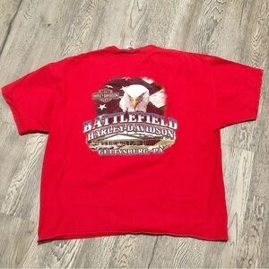 Harley Davidson Men’s 2xl Xxl Battlefield Gettysburg Pa T-shirt Eagle Biker Red.
